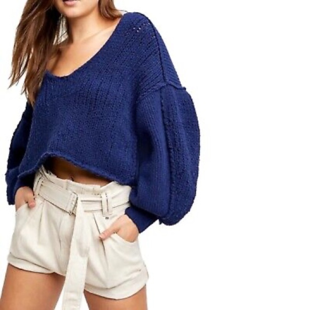 Free People We the People boxy blue sweater new